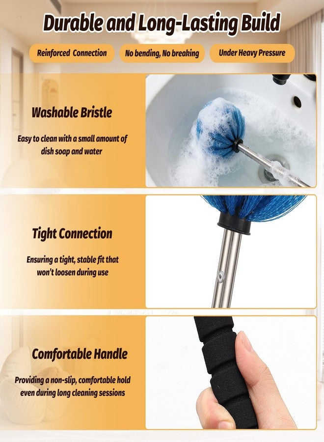 DAKEPOLE Cobweb Duster Brush with Extension Pole, Lightweight 5ft Long Spider Web Cobwebs Ceiling Fan Dust Cleaning Brush Kit with Washable Head,for Ceiling Fan, Furniture, Eaves,Vent, Roof House Cleaning - Image 5
